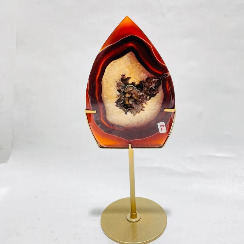 9 Pieces Beautiful Geode Carnelian Druzy Arrow Head With Stand - Image 7