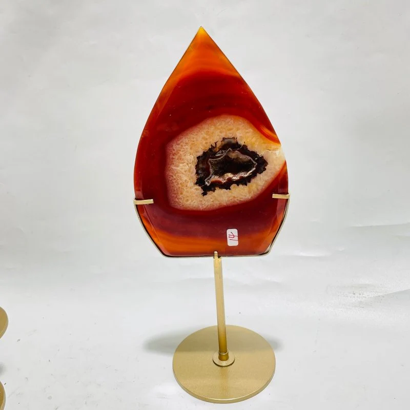 9 Pieces Beautiful Geode Carnelian Druzy Arrow Head With Stand - Image 9
