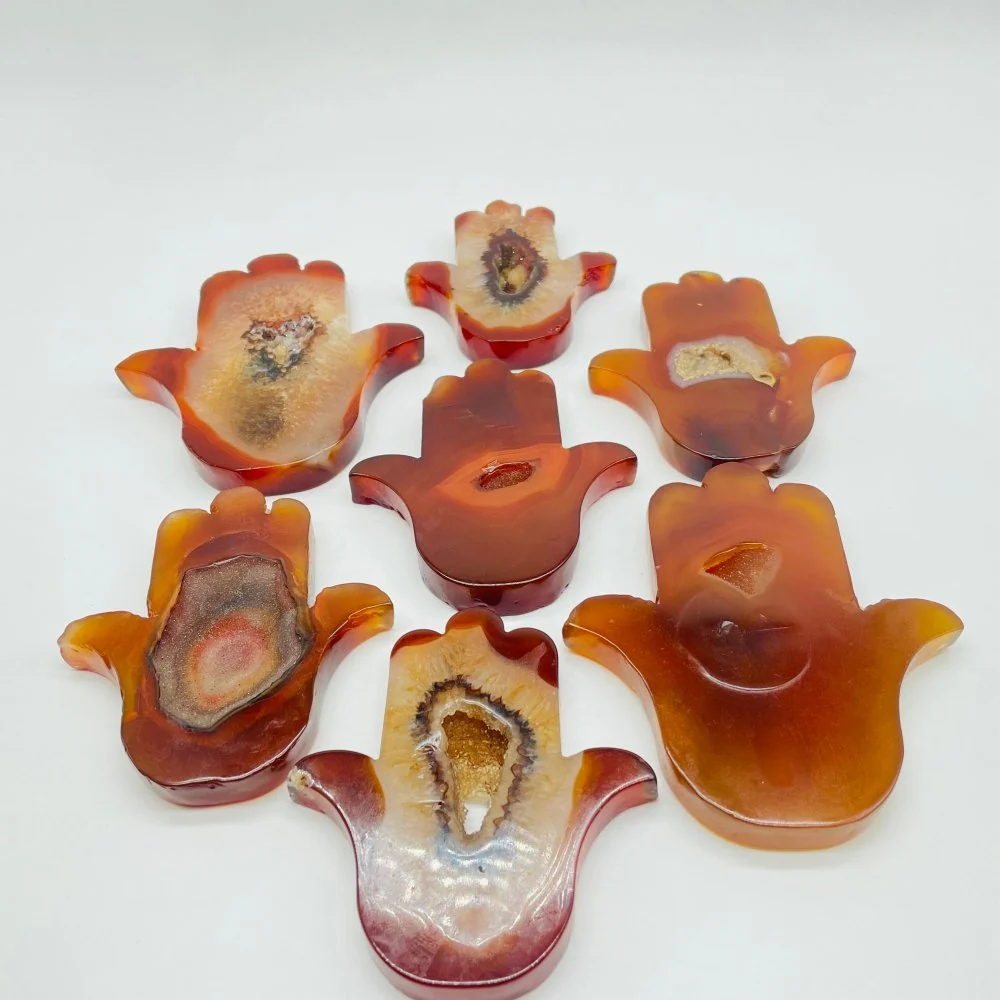 Beautiful Carnelian Geode Hamsa Hand Carving Crystal Wholesale - Image 3