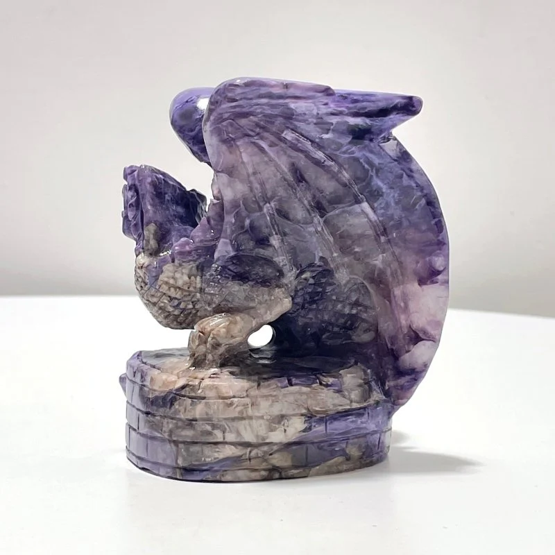 Beautiful Charoite Flying Dragon Carving #2 - Image 2