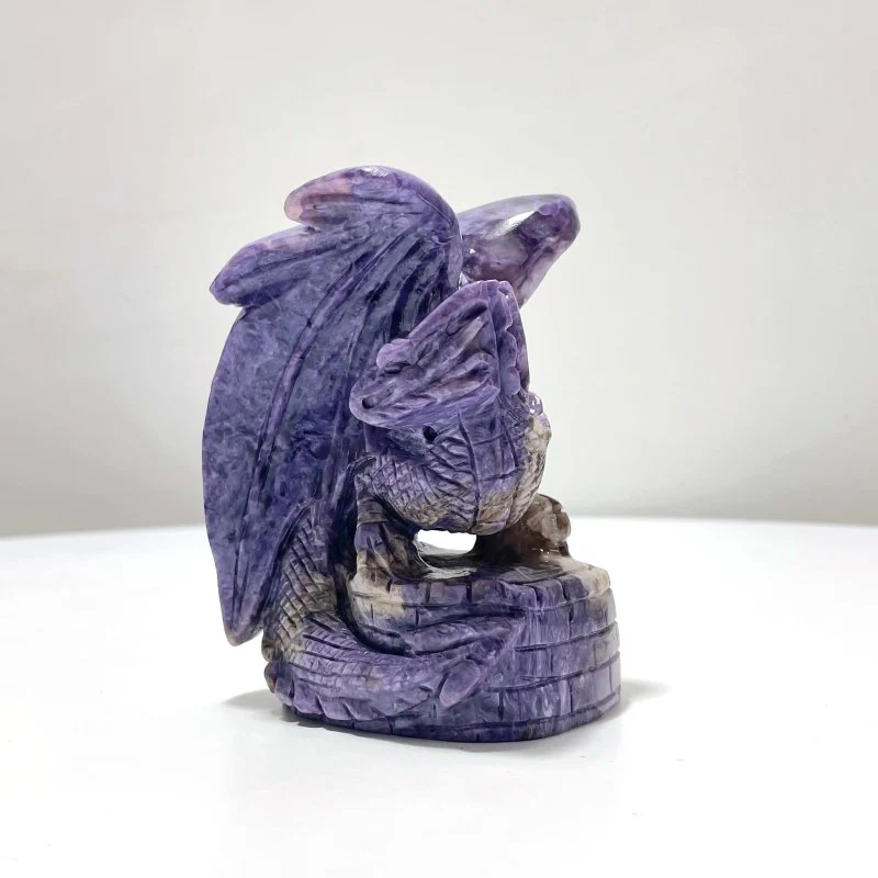 Beautiful Charoite Flying Dragon Carving #2 - Image 6