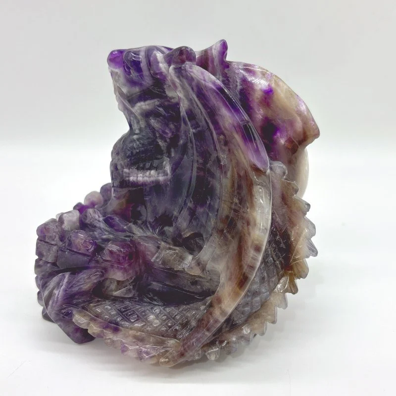 Beautiful Chevron Amethyst Dragon Castle Carving - Image 6