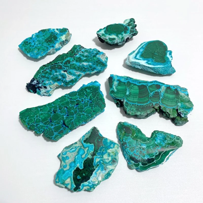 8 Pieces Beautiful Chrysocolla Mixed Malachite Slab High Quality Specimen