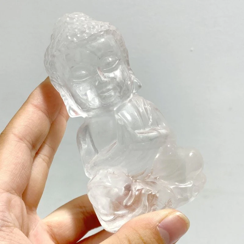 6 Pieces Beautiful Clear Quartz Buddha Carving