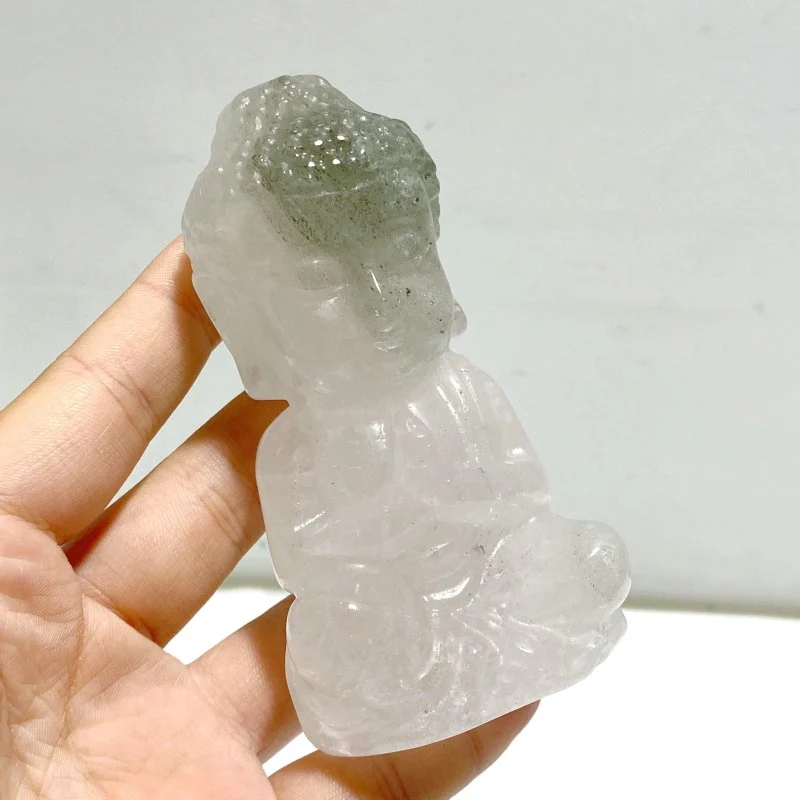 6 Pieces Beautiful Clear Quartz Buddha Carving - Image 2