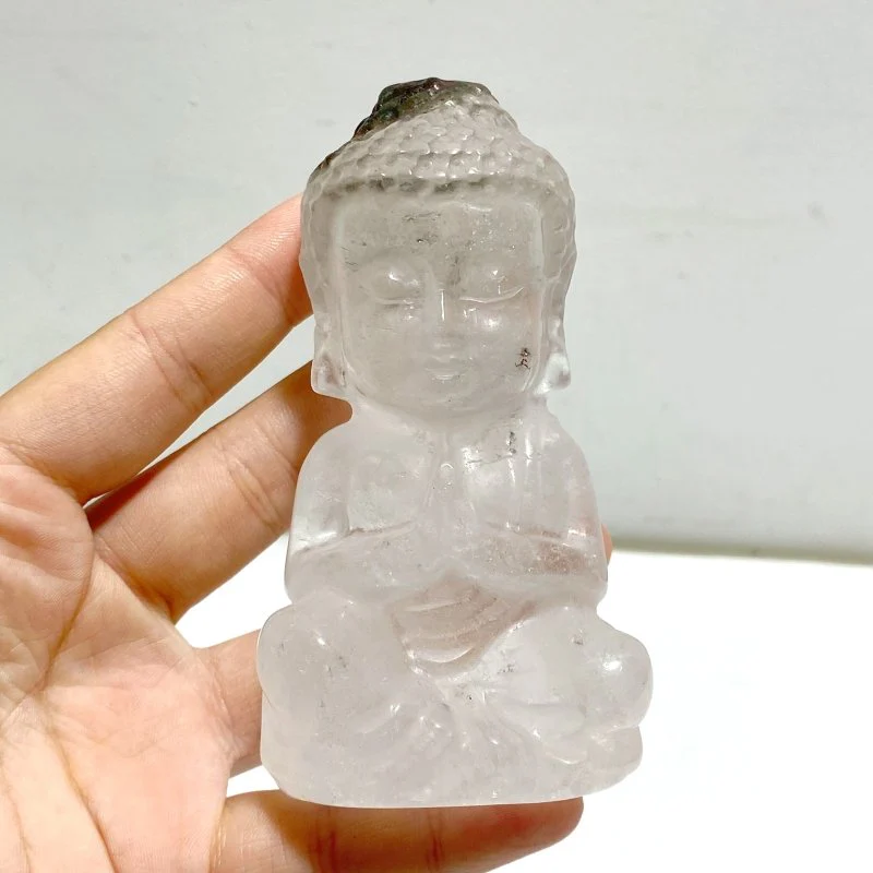 6 Pieces Beautiful Clear Quartz Buddha Carving - Image 3