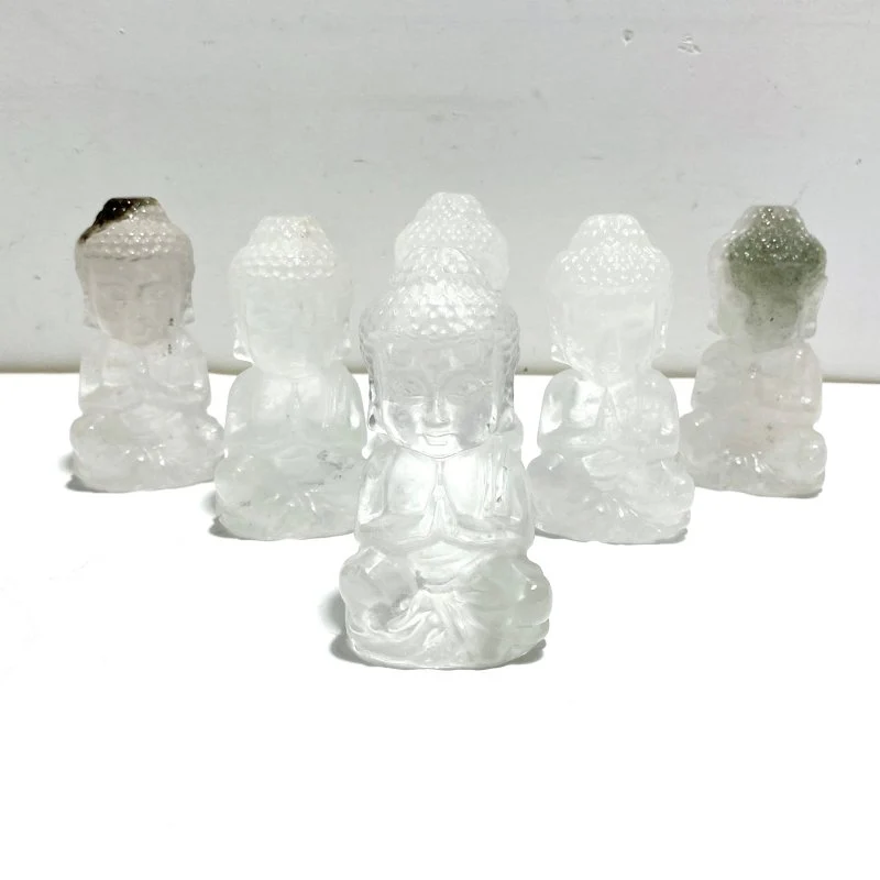 6 Pieces Beautiful Clear Quartz Buddha Carving - Image 4