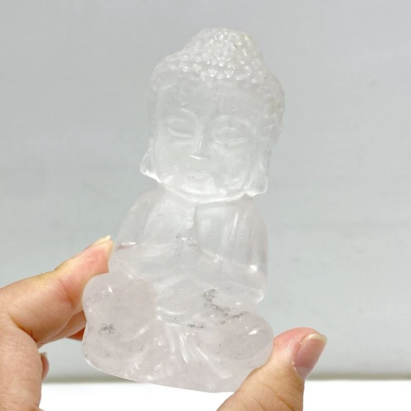 6 Pieces Beautiful Clear Quartz Buddha Carving - Image 5