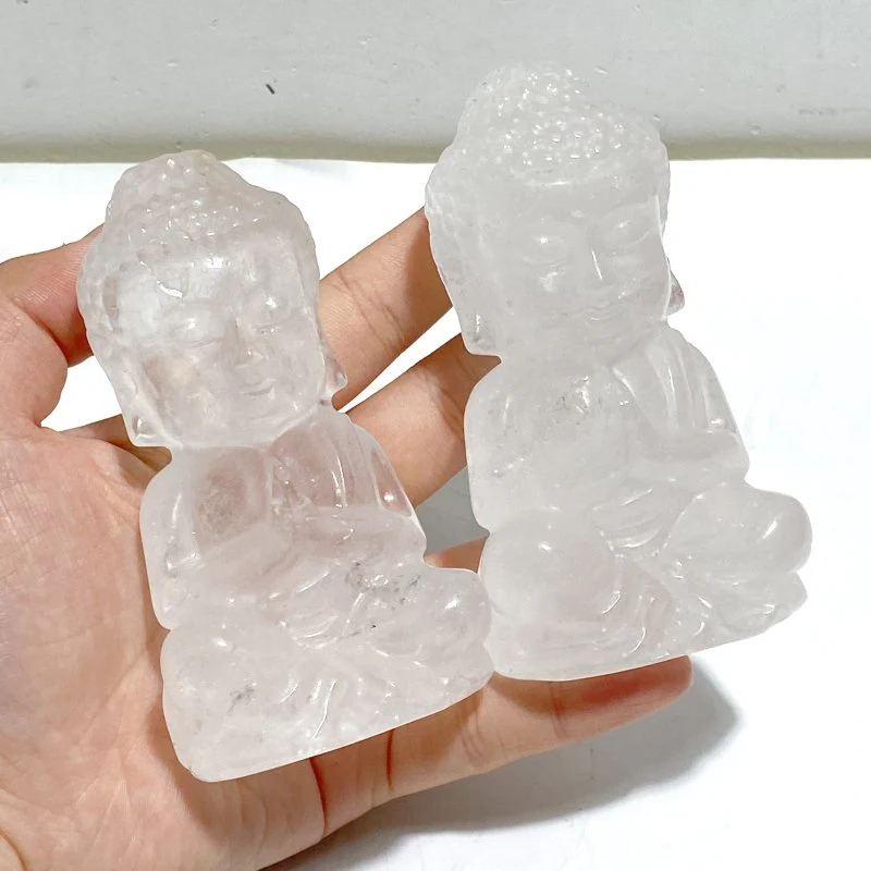 6 Pieces Beautiful Clear Quartz Buddha Carving - Image 7