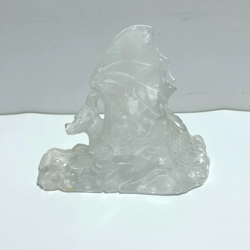 Beautiful Clear Quartz Flying Dragon Castle Carving #4