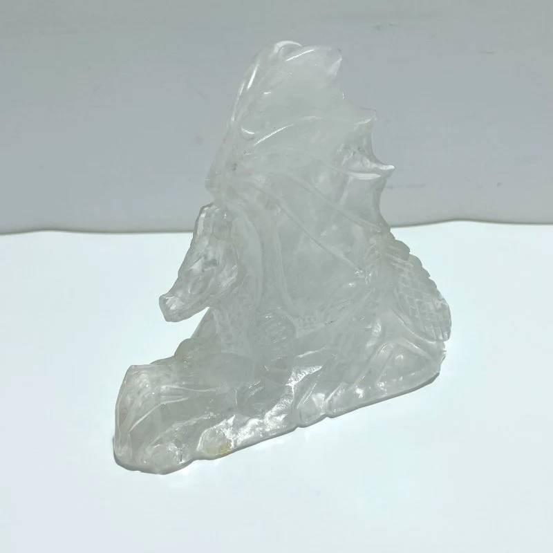 Beautiful Clear Quartz Flying Dragon Castle Carving #4 - Image 2