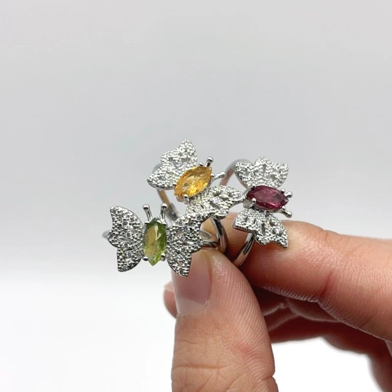 Beautiful Colorful Tourmaline Butterfly Ring Wholesale - Image 2