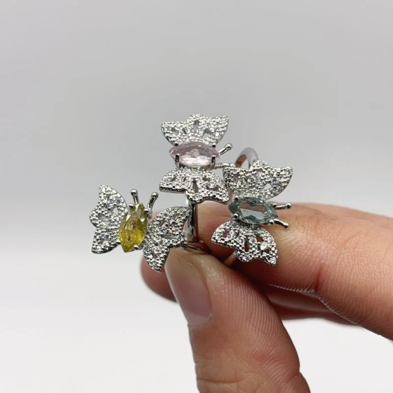 Beautiful Colorful Tourmaline Butterfly Ring Wholesale - Image 3