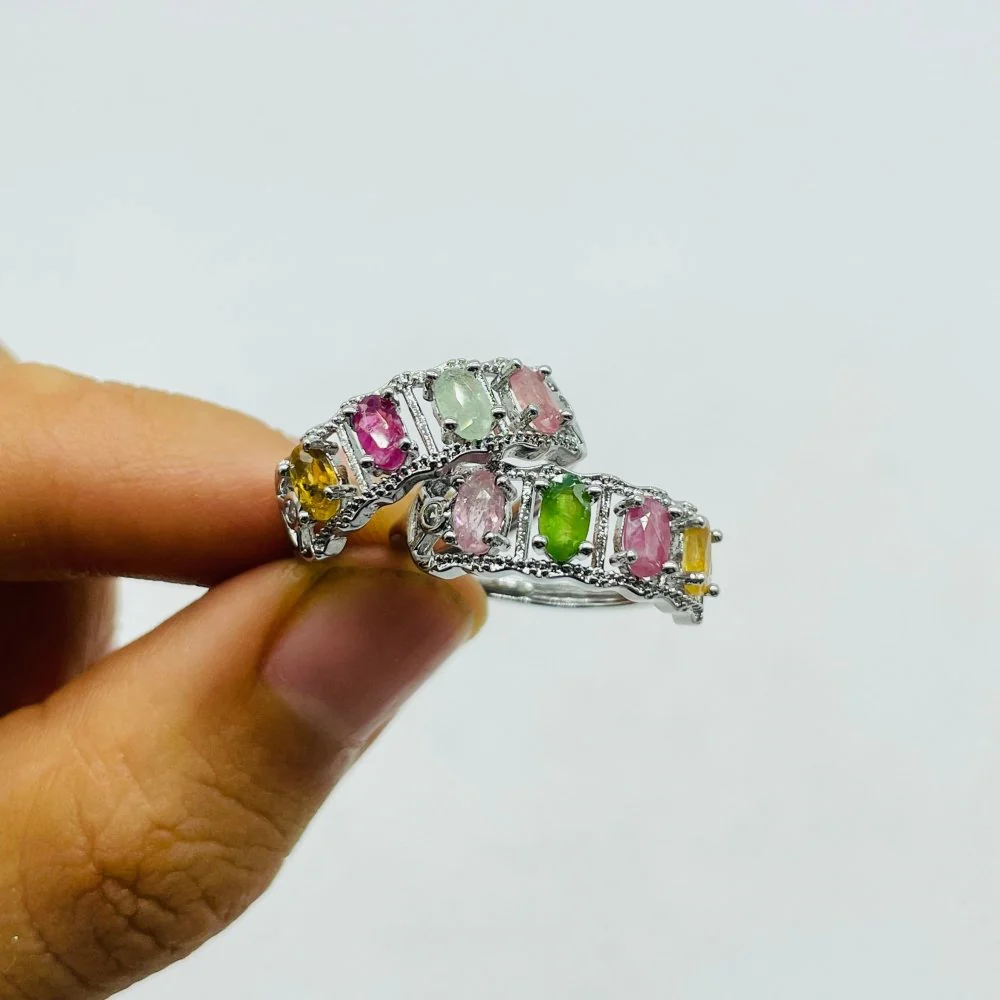 4 Color Beautiful Tourmaline Ring Colorful Gemstone Wholesale - Image 2