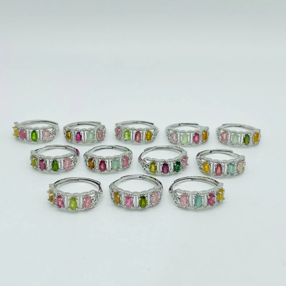 4 Color Beautiful Tourmaline Ring Colorful Gemstone Wholesale - Image 5