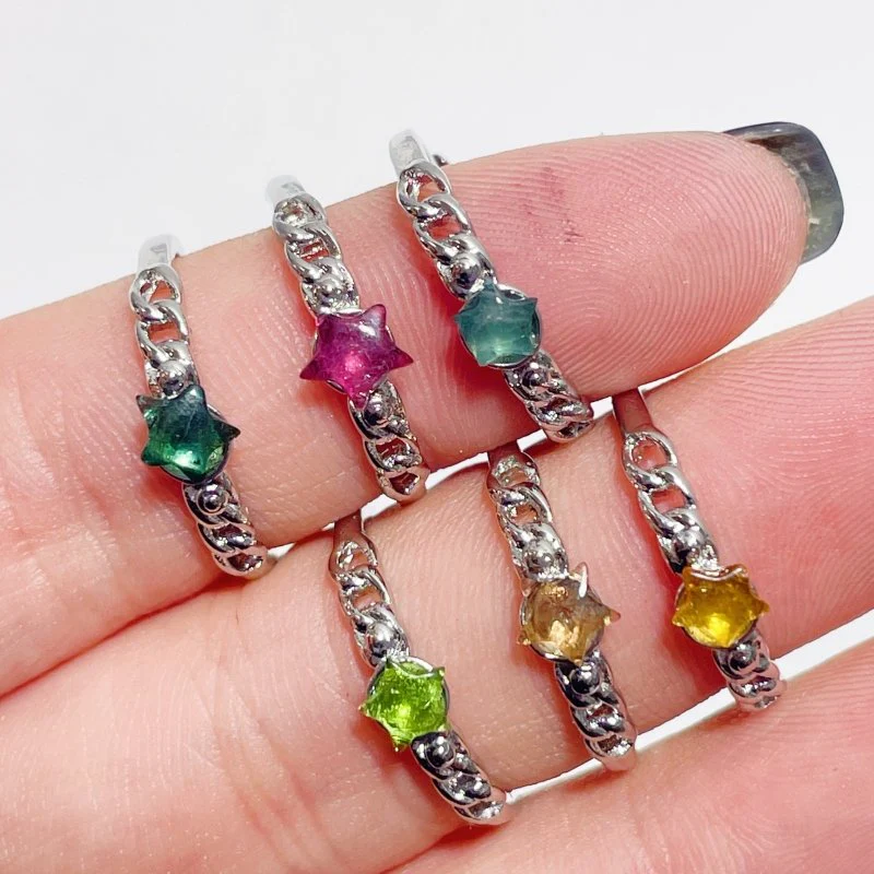 Beautiful Colorful Tourmaline Star Ring Wholesale