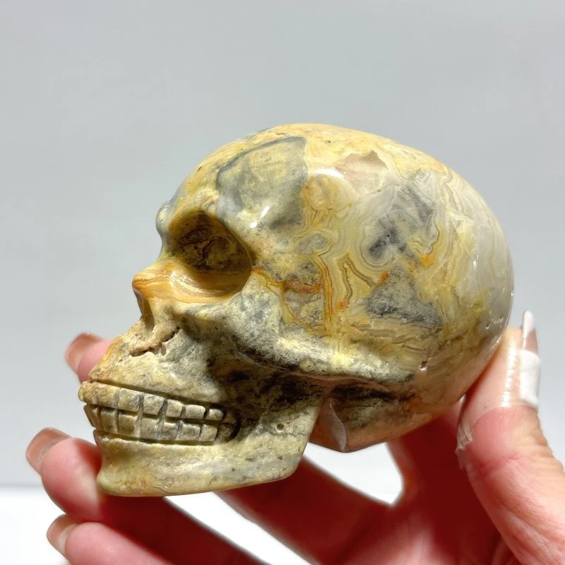 9 Pieces Beautiful Crazy Agate Skull Carving - Image 4