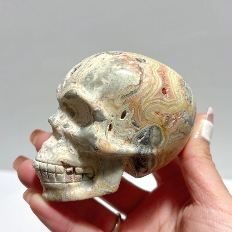 9 Pieces Beautiful Crazy Agate Skull Carving - Image 6