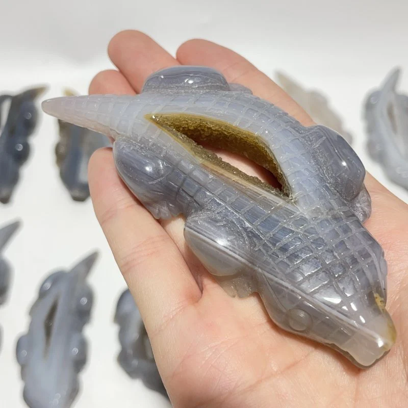 19 Pieces Beautiful Druzy Geode Agate Crocodile Carving - Image 4