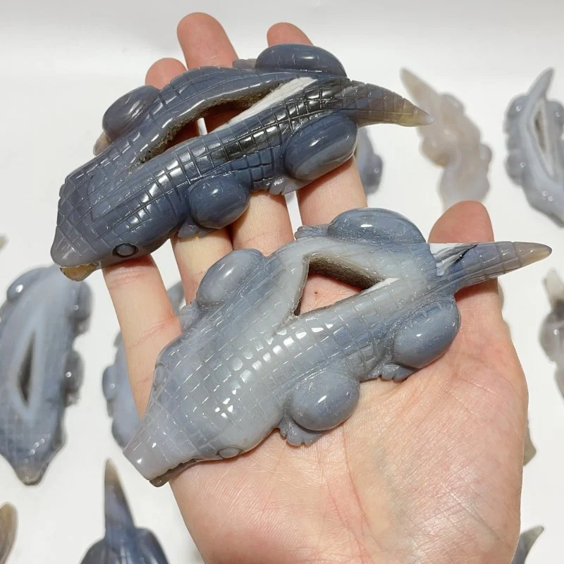 19 Pieces Beautiful Druzy Geode Agate Crocodile Carving - Image 5