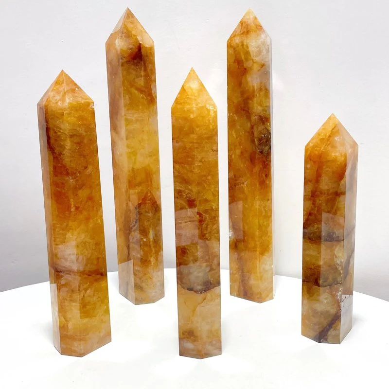 5 Pieces Large Beautiful Fire Quartz High Quality Tower