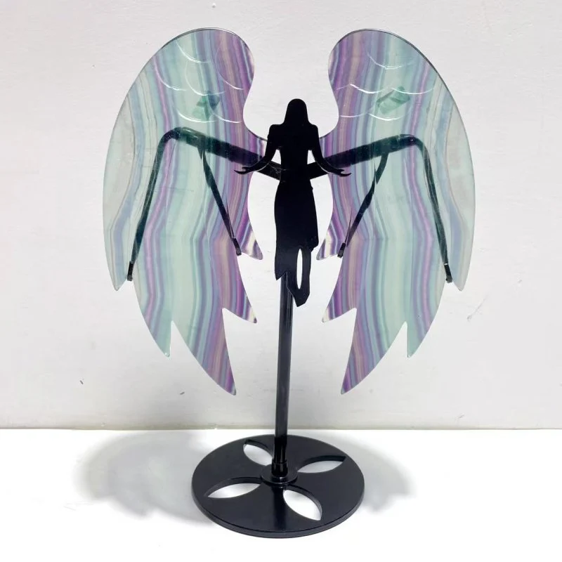 Beautiful Fluorite Angel Wing Carving With Stand
