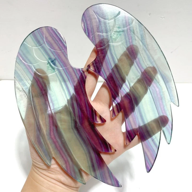 Beautiful Fluorite Angel Wing Carving With Stand - Image 2