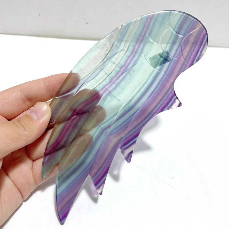 Beautiful Fluorite Angel Wing Carving With Stand - Image 3