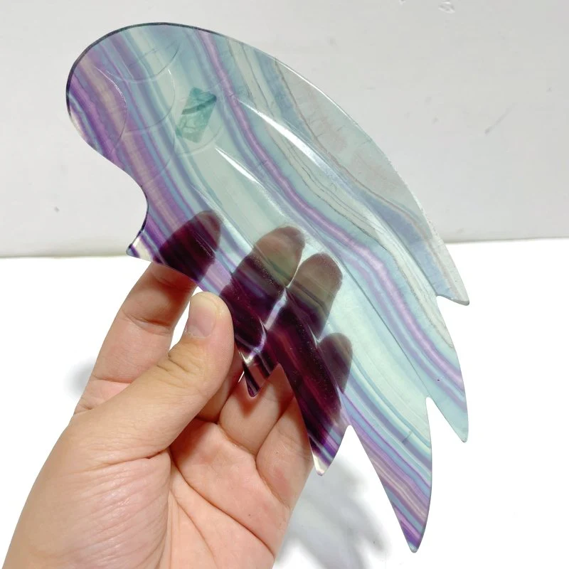 Beautiful Fluorite Angel Wing Carving With Stand - Image 4