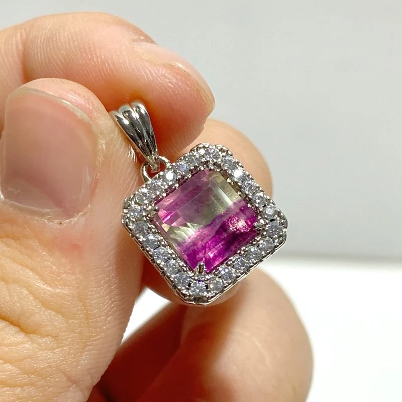 Beautiful Fluorite Cut Faceted Sugar Cube Pendant Wholesale