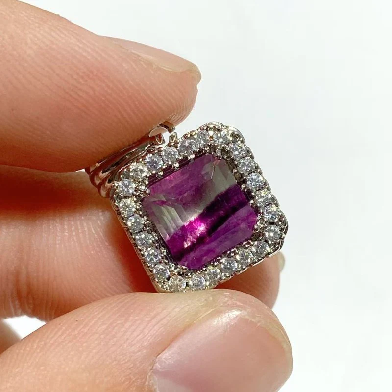 Beautiful Fluorite Cut Faceted Sugar Cube Pendant Wholesale - Image 2