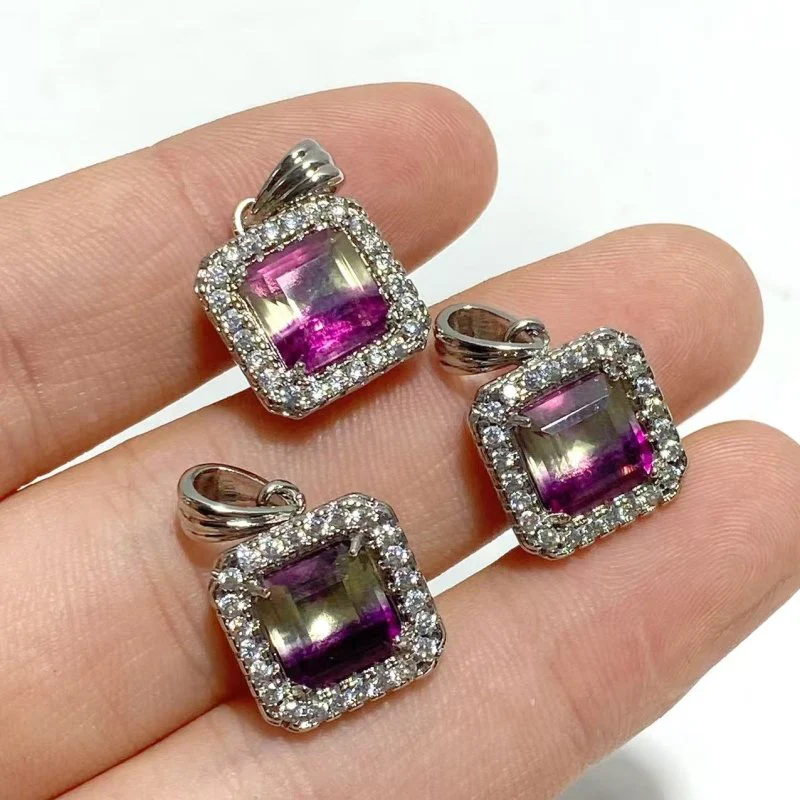 Beautiful Fluorite Cut Faceted Sugar Cube Pendant Wholesale - Image 3