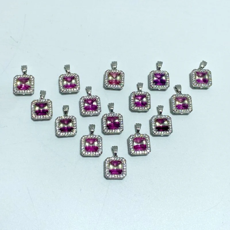 Beautiful Fluorite Cut Faceted Sugar Cube Pendant Wholesale - Image 5
