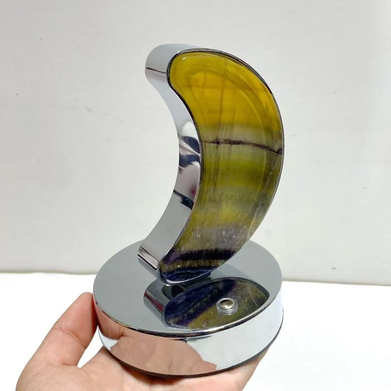 Beautiful Fluorite LED Table Lamp Moon Shape - Image 2