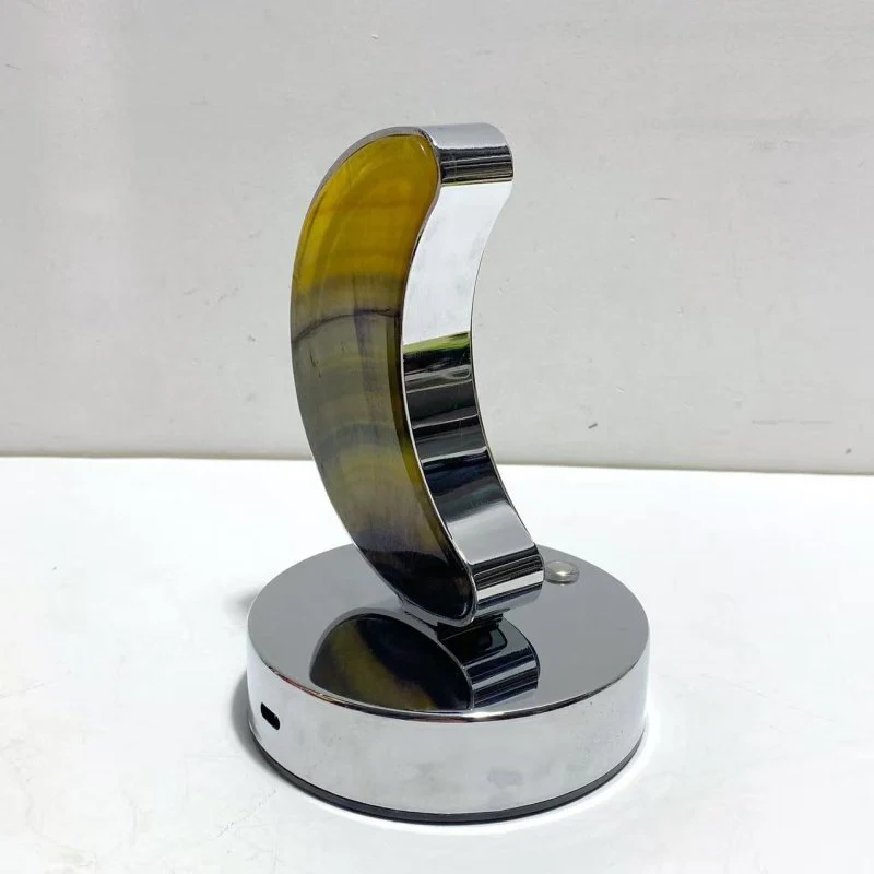 Beautiful Fluorite LED Table Lamp Moon Shape - Image 3