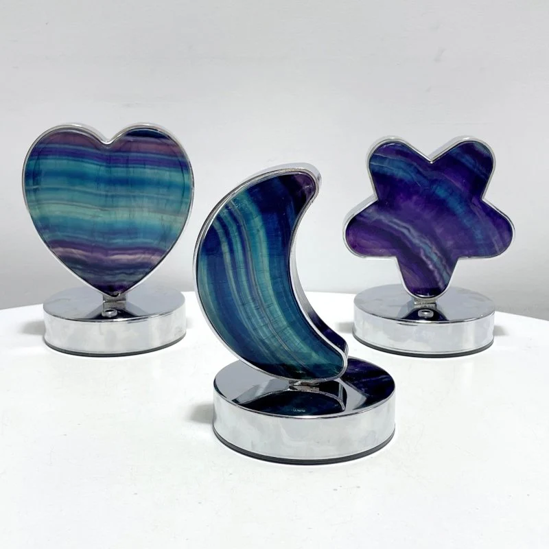 Beautiful Fluorite LED Table Lamp Flower Moon & Heart Shape - Image 10