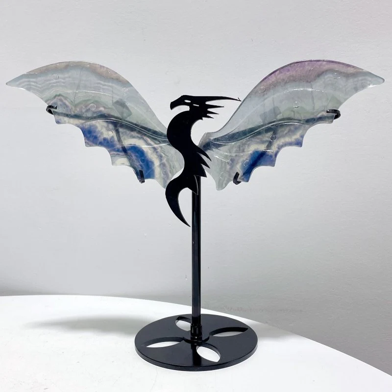 3 Pairs Beautiful Flying Dragon Wing With Stand Rainbow Fluorite - Image 2