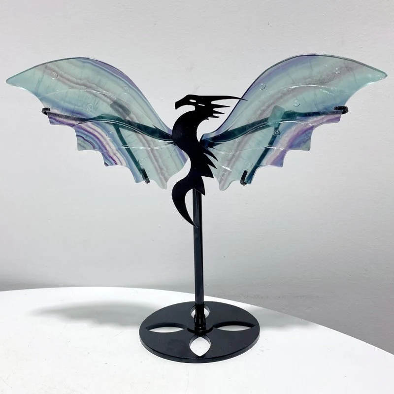 3 Pairs Beautiful Flying Dragon Wing With Stand Rainbow Fluorite - Image 3