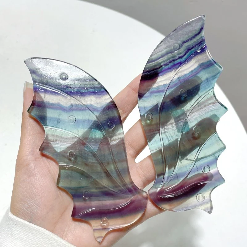 3 Pairs Beautiful Flying Dragon Wing With Stand Rainbow Fluorite - Image 5