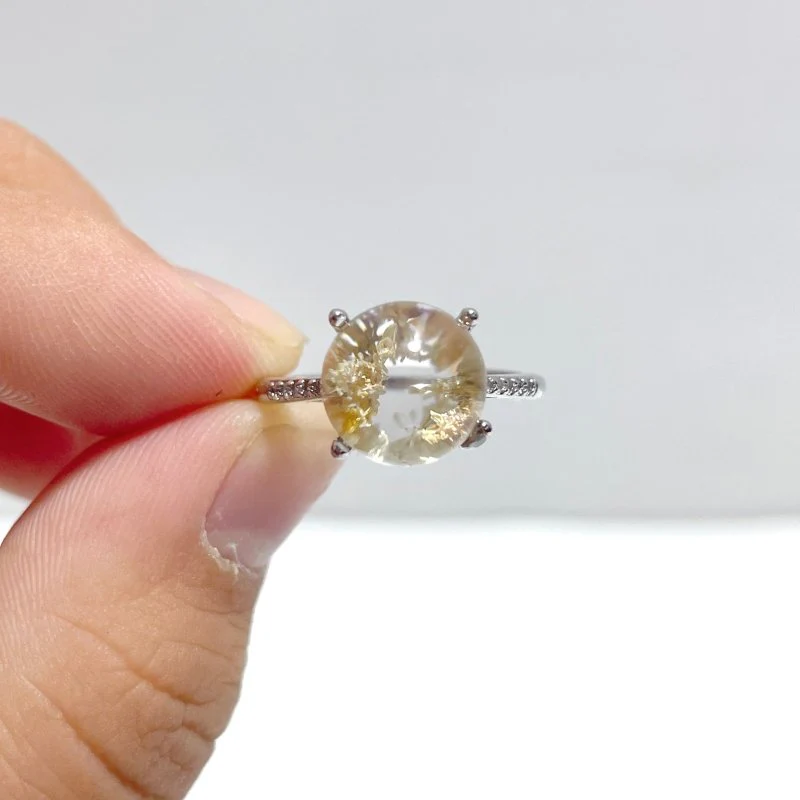 Beautiful Clear Garden Quartz Sphere Rings Wholesale - Image 5