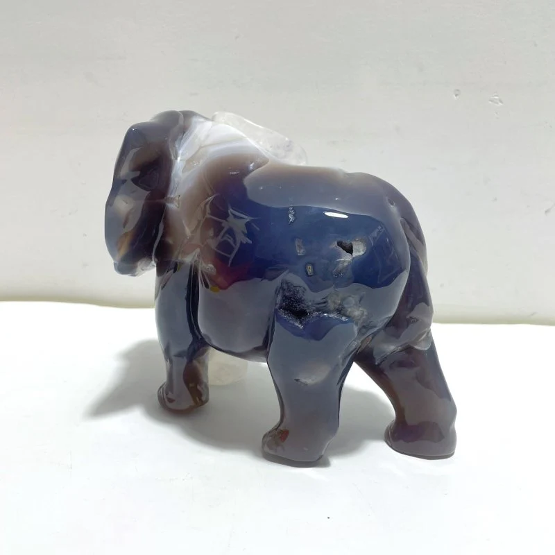 Beautiful Geode Agate Druzy Elephant Animal Carving #A02 - Image 3