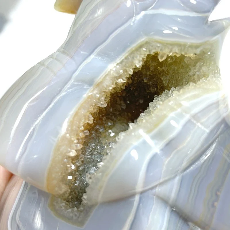2 Pieces Beautiful Geode Agate Druzy Elephant Carving - Image 9