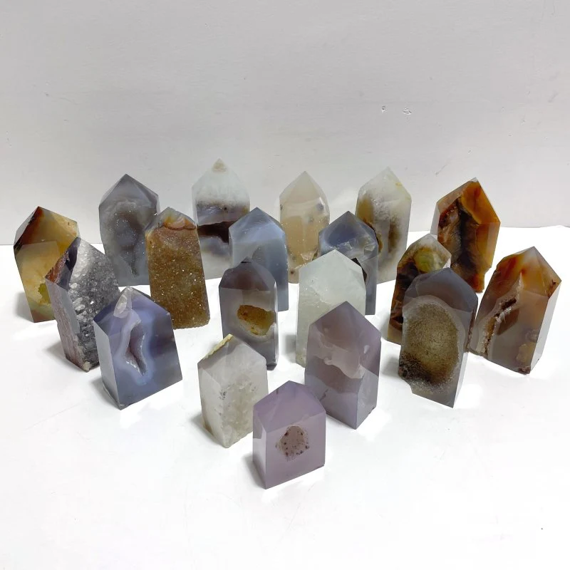 19 Pieces Beautiful Geode Druzy Agate Four-sided Tower Point - Image 2