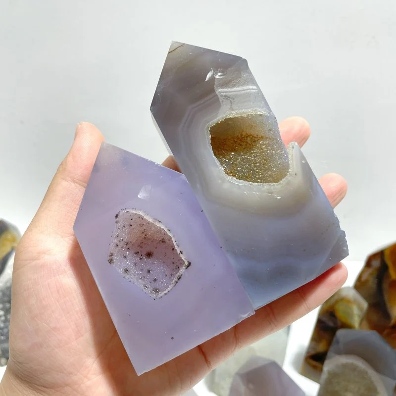 19 Pieces Beautiful Geode Druzy Agate Four-sided Tower Point - Image 7