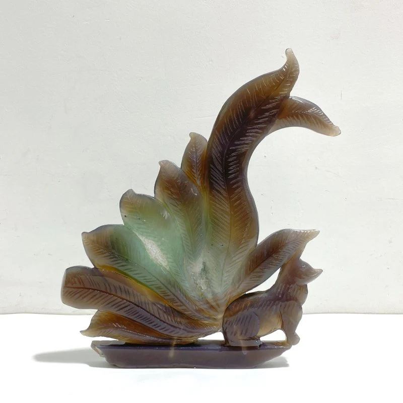 Beautiful Geode Druzy Agate Nine-tailed Fox Carving #1 - Image 3