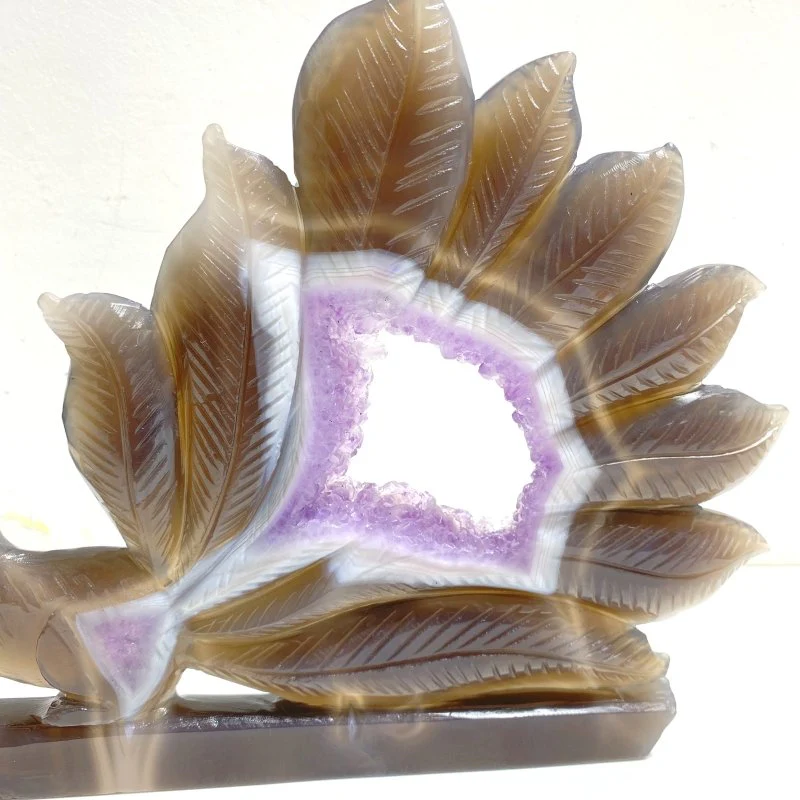 Beautiful Geode Druzy Agate Nine-tailed Fox Carving #4 - Image 4