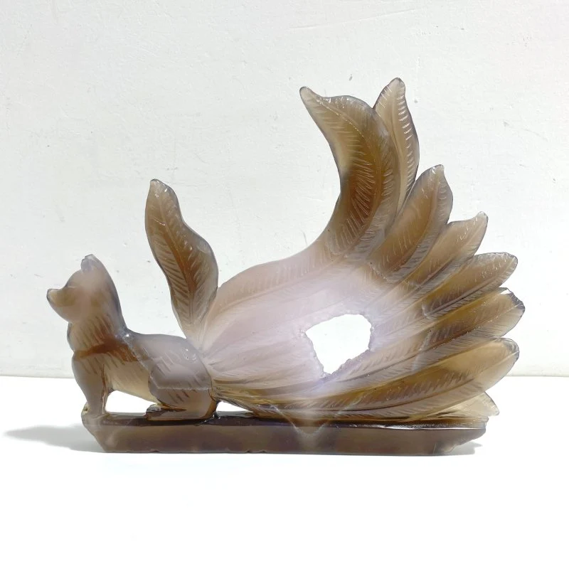 Beautiful Geode Druzy Agate Nine-tailed Fox Carving #5 - Image 3