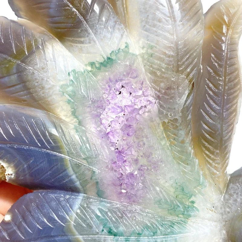 Beautiful Geode Druzy Agate Nine-tailed Fox Carving #6 - Image 4