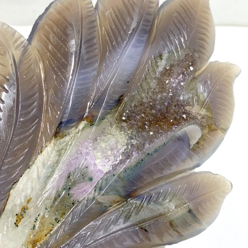 Beautiful Geode Druzy Agate Nine-tailed Fox Carving #8 - Image 4