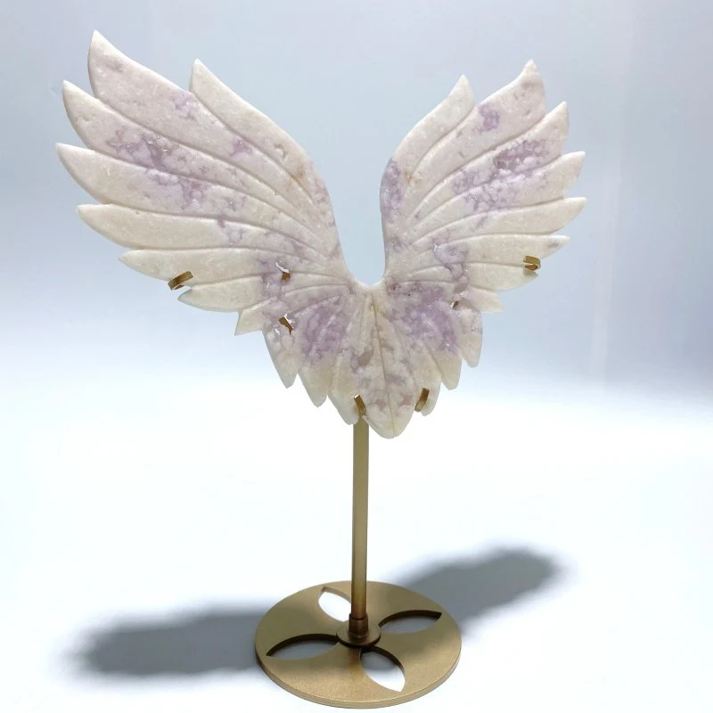 Beautiful Geode Druzy Agate Wing Carving With Stand